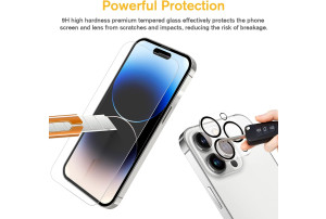 Hocents. [2+2 Pack Tempered Glass Screen Protector Compatible with iPhone 14 Pro Max (6.7 inch, 2022) with Camera Lens Protector, [Case Friendly] [Auto-Alignment Tool] [EZ Kit] [9H Hardness]