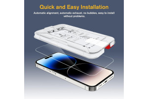 Hocents. [2+2 Pack Tempered Glass Screen Protector Compatible with iPhone 14 Pro Max (6.7 inch, 2022) with Camera Lens Protector, [Case Friendly] [Auto-Alignment Tool] [EZ Kit] [9H Hardness]