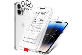 Hocents. [2+2 Pack Tempered Glass Screen Protector Compatible with iPhone 14 Pro Max (6.7 inch, 2022) with Camera Lens Protector, [Case Friendly] [Auto-Alignment Tool] [EZ Kit] [9H Hardness]