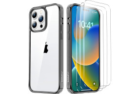 MMY [4 in 1 Case for iPhone 14 Pro Max Case, with 3 Pack Tempered Glass Screen Protector [Non-Yellowing ] [Military Grade Protection] Shockproof Slim Thin 6.7 Inch, Black