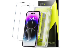 WSKEN for iPhone 14 Pro Max Screen Protector (6.7 inch),[Auto-Dust Removal] Full Coverage Screen 2.5D Edge 10s HD Tempered Glass Film with Dust Clean Installing House 2022 5G - 2 Pack