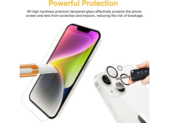 Hocents. [2+2 Pack] Tempered Glass Screen Protector Compatible with iPhone 14 6.1 inch with Camera Lens Protector [Auto-Alignment Tool] [EZ Kit] [Anti-Scratch] [Case Friendly] [HD Clear]