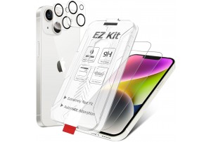 Hocents. [2+2 Pack] Tempered Glass Screen Protector Compatible with iPhone 14 6.1 inch with Camera Lens Protector [Auto-Alignment Tool] [EZ Kit] [Anti-Scratch] [Case Friendly] [HD Clear]