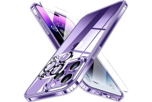 Humixx [5 in 1] for iPhone 14 Pro Case, with 2X Screen Protector + 2X Lens Protector, [20x Anti-Yellowing][12 FT Drop Protection] Clear Shockproof Protective Case for iPhone 14 Pro 6.1 inch